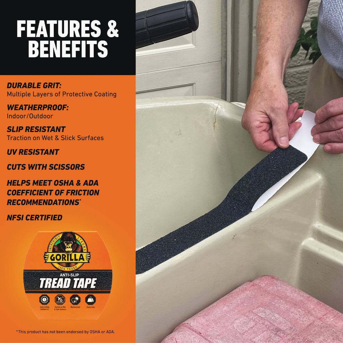 Gorilla 2 In. x 10 Ft. Black Anti-Slip Tread Tape Roll Image 2