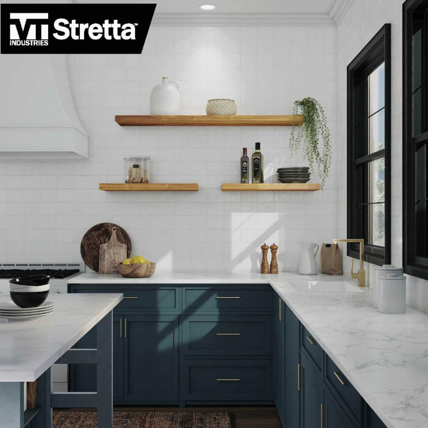 VT Industries Stretta 10 Ft. Right Hand Laminate White Marble Countertop Image 2