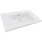CraftMark 37 In. x 22 In. Cultured Marble Solid High Gloss White Vanity Top with Wave Bowl Image 1