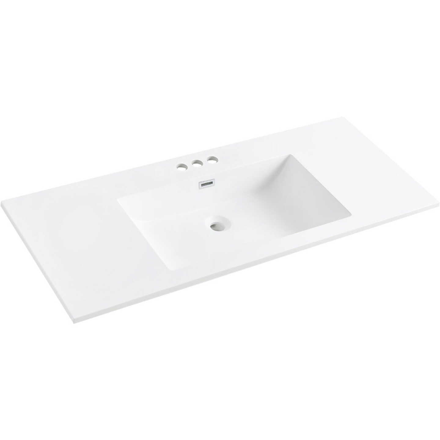 CraftMark 49 In. x 22 In. Cultured Marble Solid High Gloss White Vanity Top with Wave Bowl Image 1