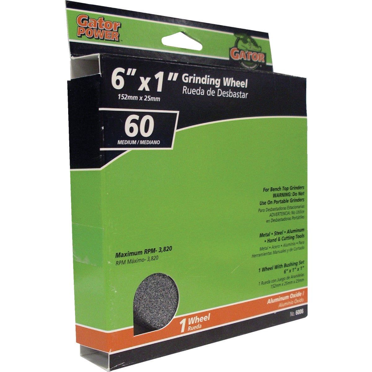 Gator Blade 6 In. 1 In. Adjustable - 1", 3/4", 5/8", 1/2" Bench Grinding Wheel Image 1