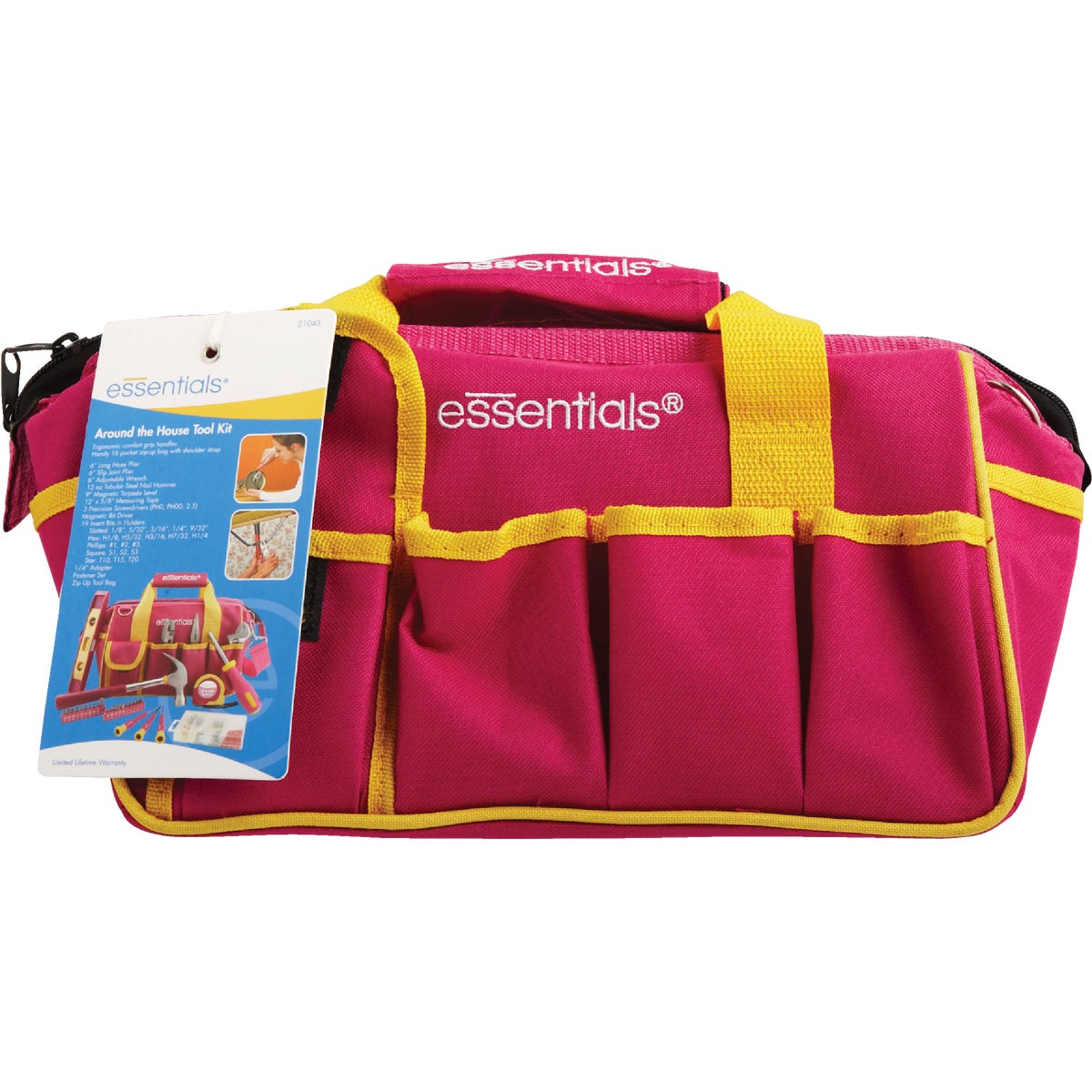 Essentials Around-the-House Homeowner's Tool Set with Pink Tool Bag (32-Piece) Image 2