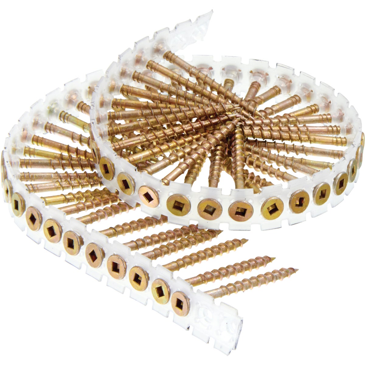 Senco DuraSpin #8 x 2 In. Square Recess Flat Collated Wood Screws, Yellow Zinc Finish (1000 Ct.)