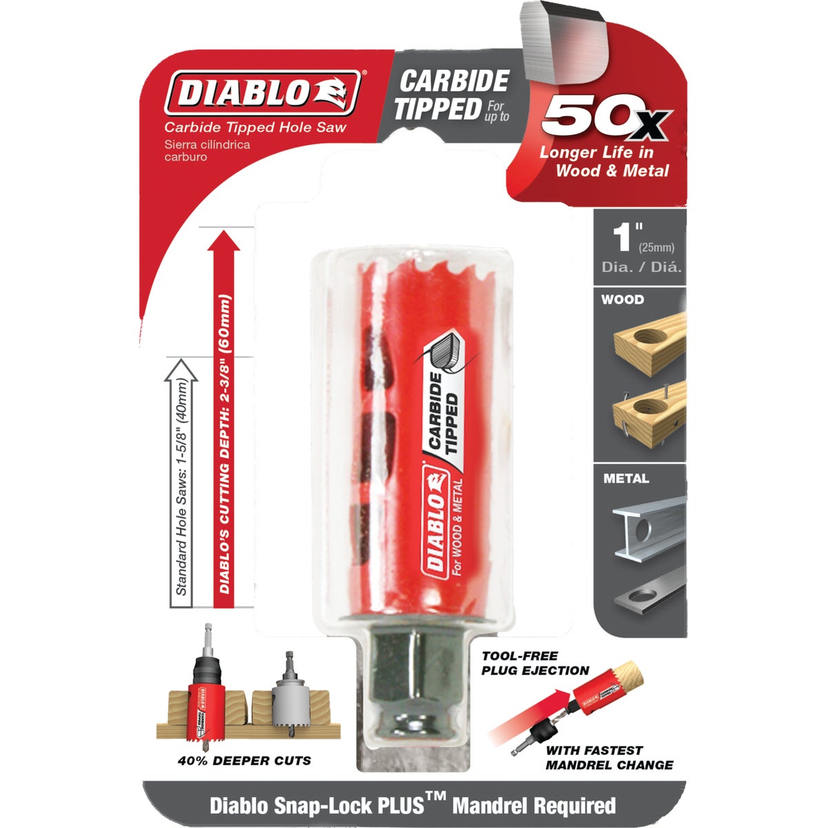 Diablo 1 In. Carbide-Tipped Hole Saw Image 2