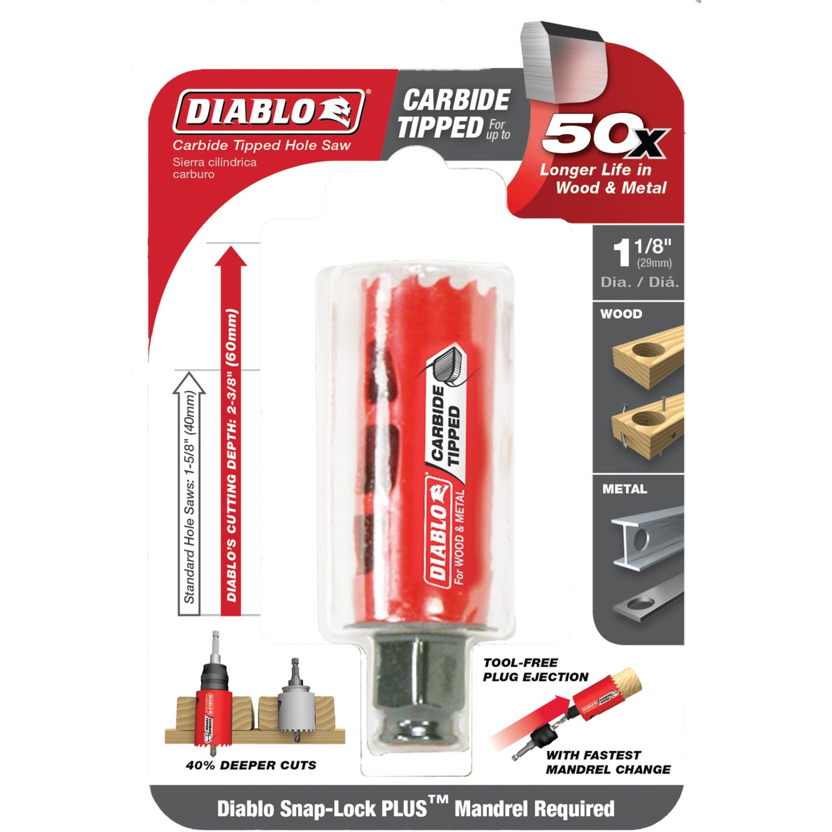 Diablo 1-1/8 In. Carbide-Tipped Hole Saw Image 2