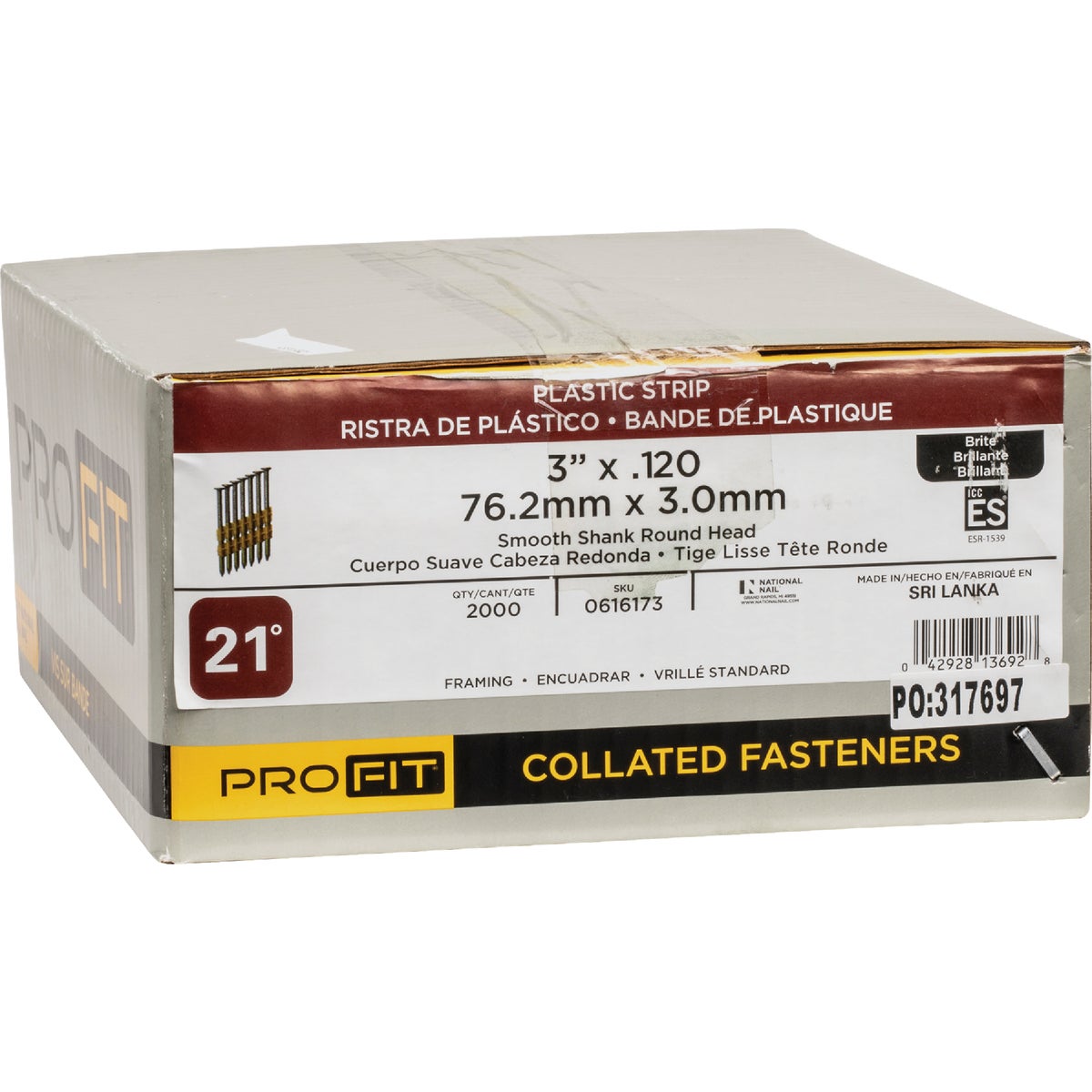 Pro-Fit 3 In. x 0.120 In. 21 Degree Plastic Strip Round Head Brite Framing Stick Nails (2000 Ct.) Image 2