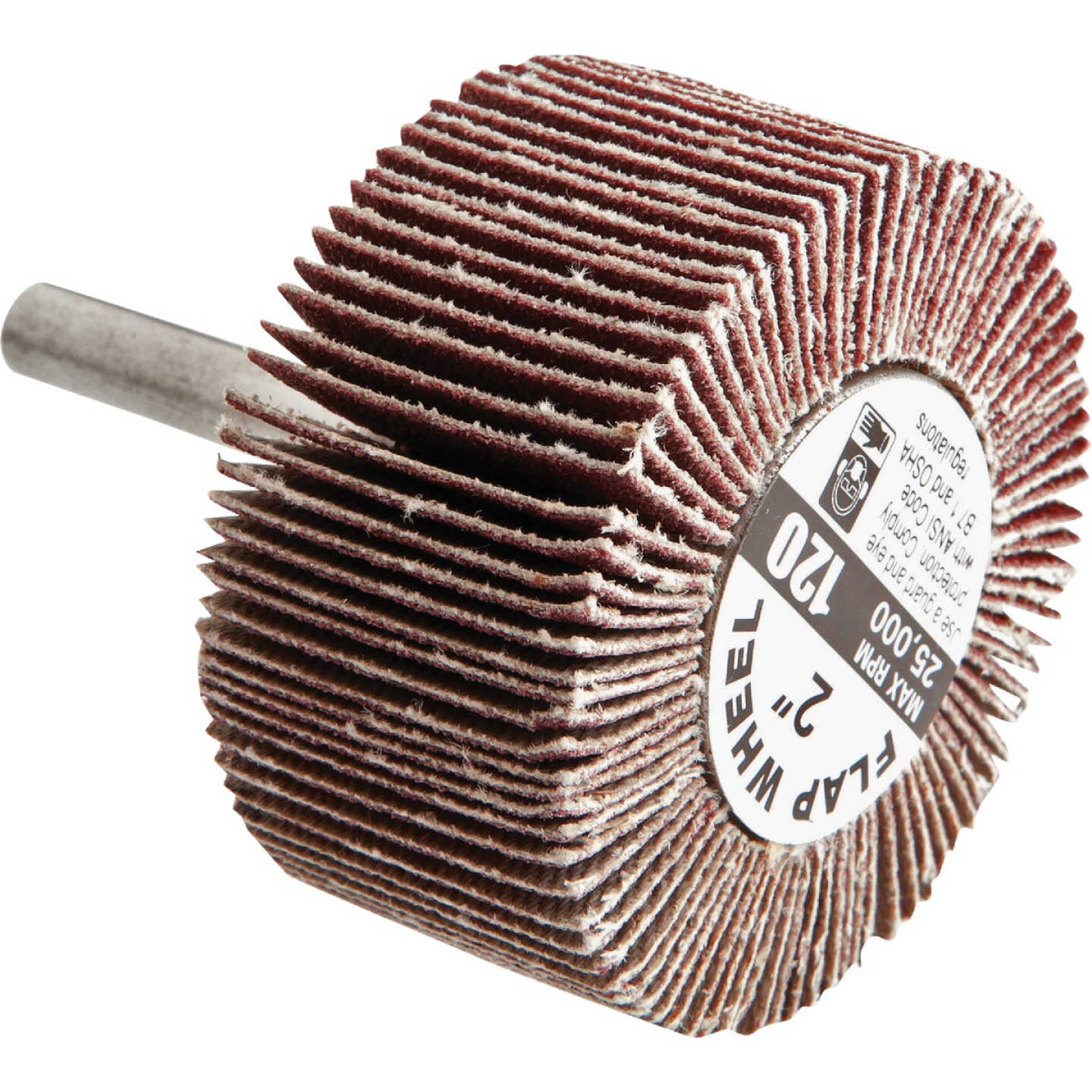 Forney 2 In. x 1/4 In. 120 Grit Shank Mounted Flap Sanding Wheel Image 1