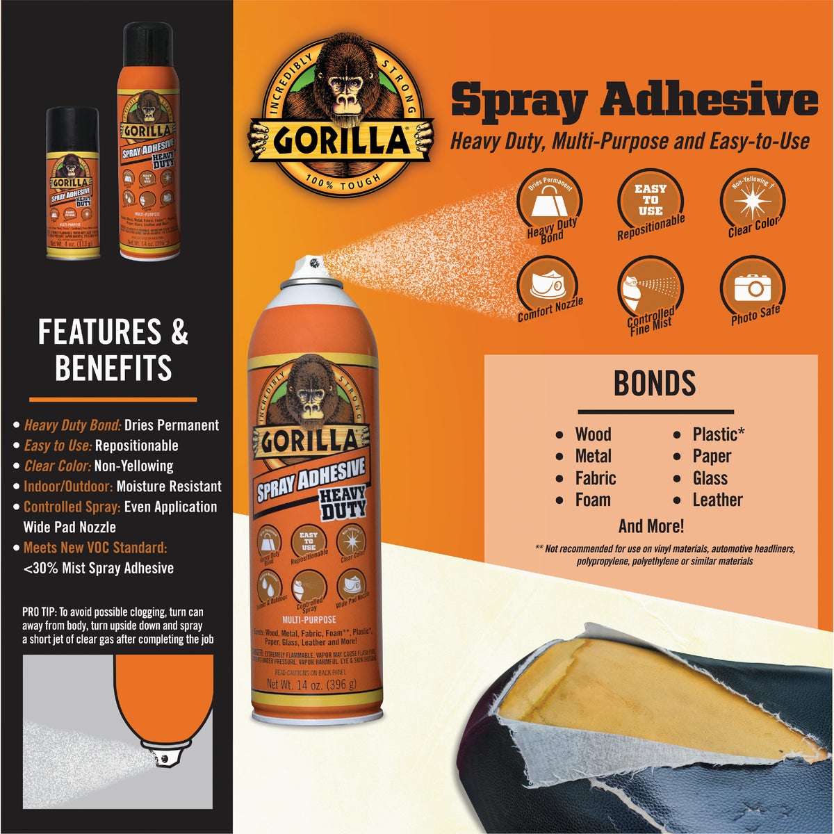 Gorilla 14 Oz. Heavy-Duty Multi-Purpose Spray Adhesive Image 3