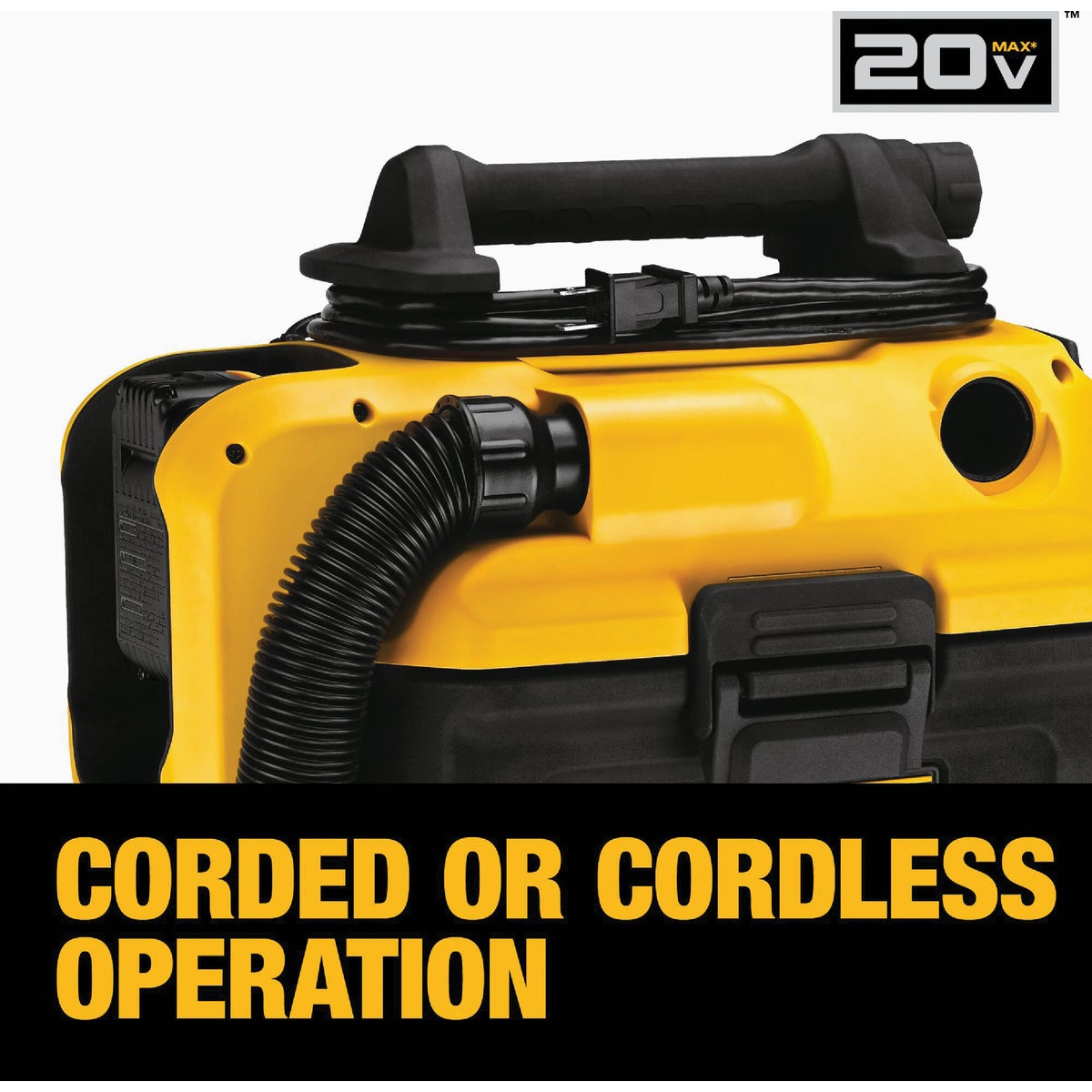 DEWALT 20V MAX 2 Gal. 1.85-Peak HP Corded/Cordless Wet/Dry Vacuum (Tool Only) Image 3