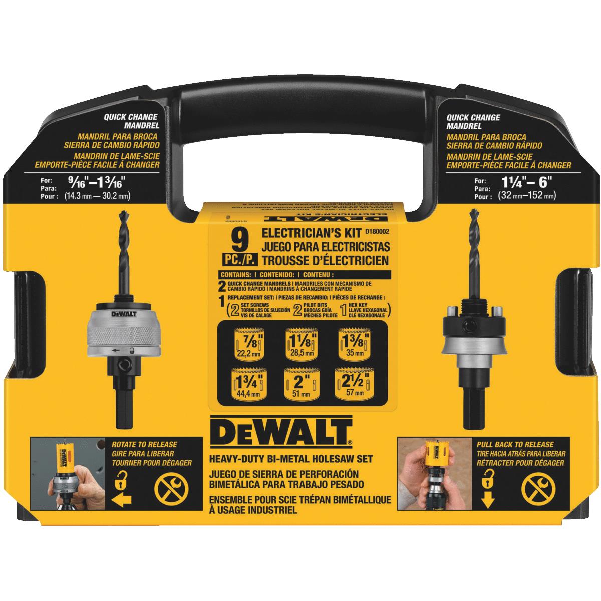 DeWalt Bi-Metal Heavy-Duty Electrician's Hole Saw Kit (9-Piece) Image 1