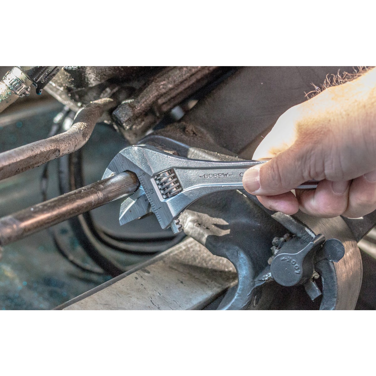 Channellock 8 In. Steel Adjustable Pipe Wrench with Extra Wide Reversible Jaw Image 3