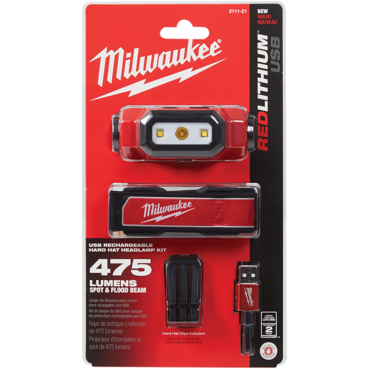 Milwaukee 600 Lm. LED REDLITHIUM USB Rechargeable Hard Hat Headlamp Image 2