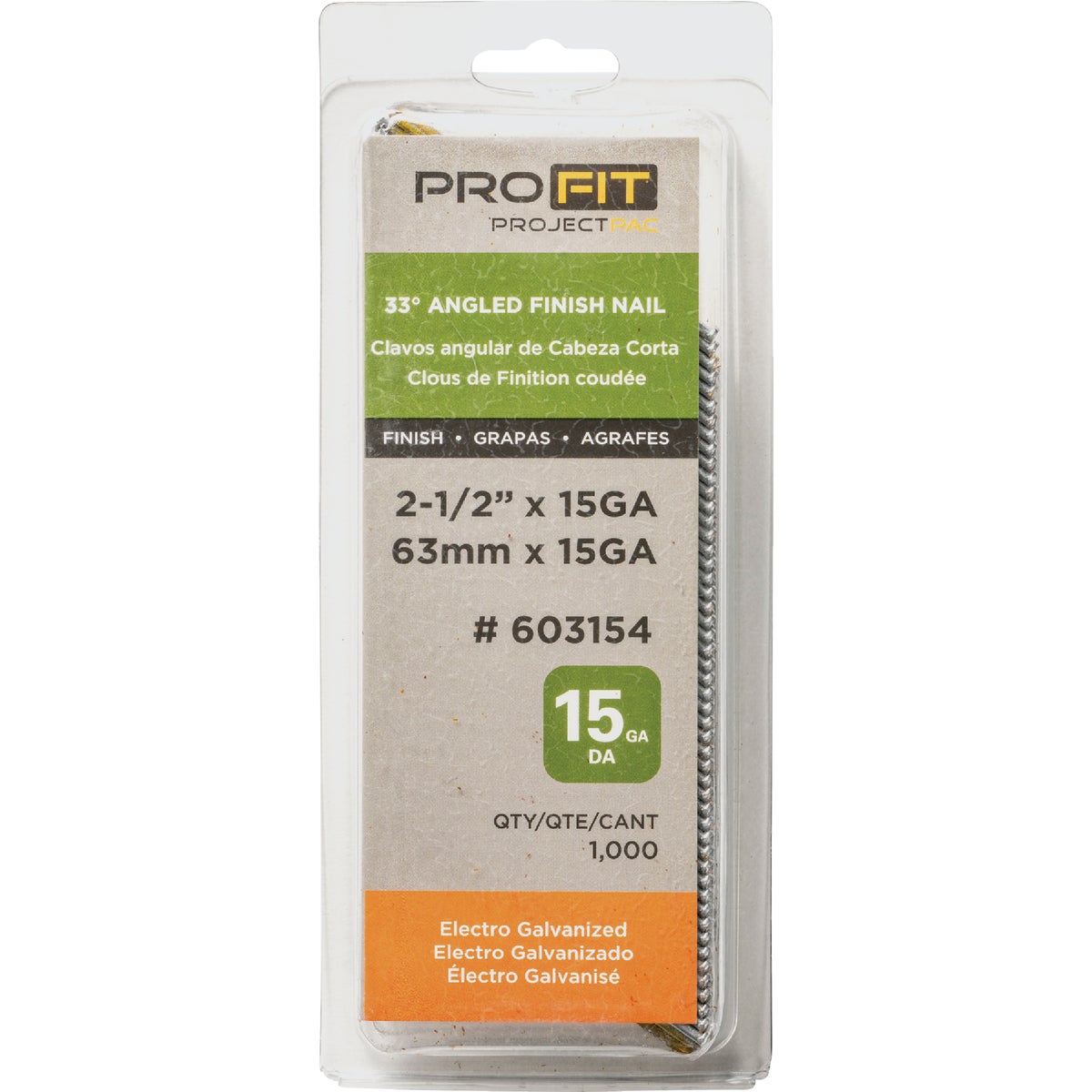 Pro-Fit 2-1/2 In. 15 Gauge Electro Galvanized 33 Degree DA-Style Angled Finish Nail (1000 Ct.) Image 2