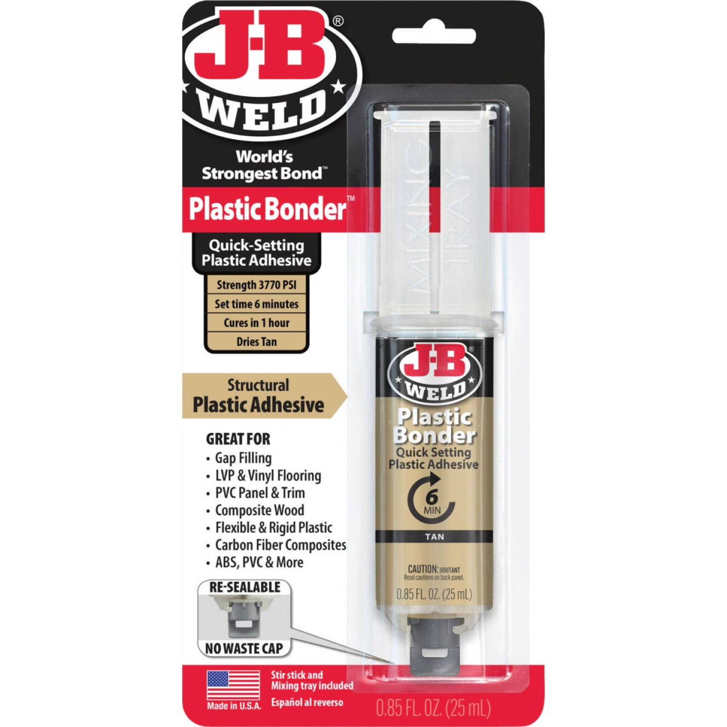 J-B Weld 0.85 Oz. Plastic Bonder Epoxy Syringe, Tan Image 1