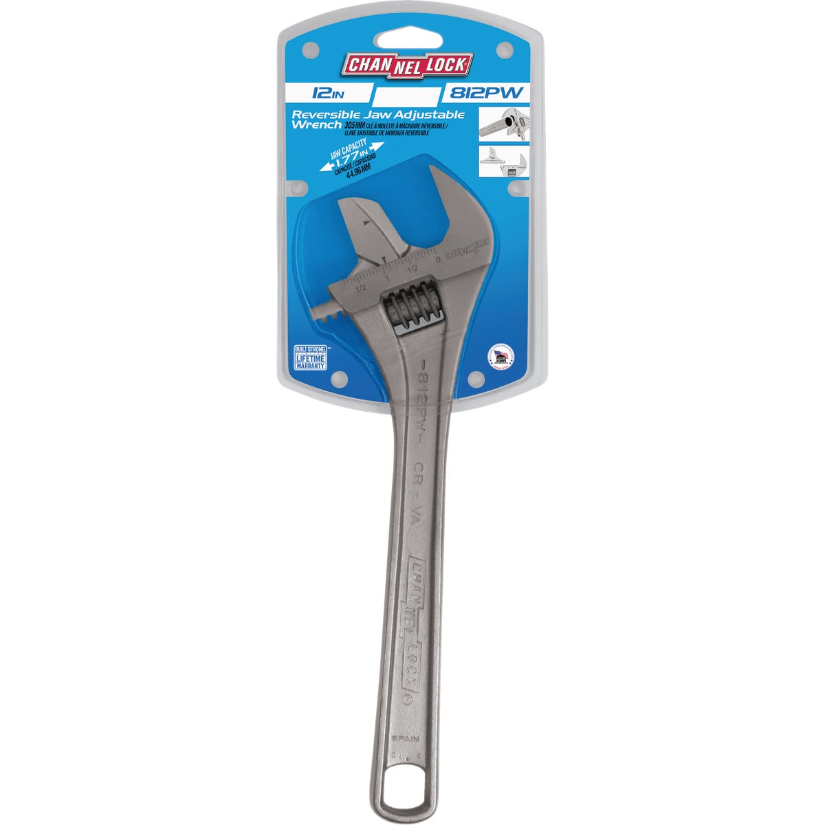 Channellock 12 In. Steel Adjustable Pipe Wrench with Extra Wide Reversible Jaw Image 2