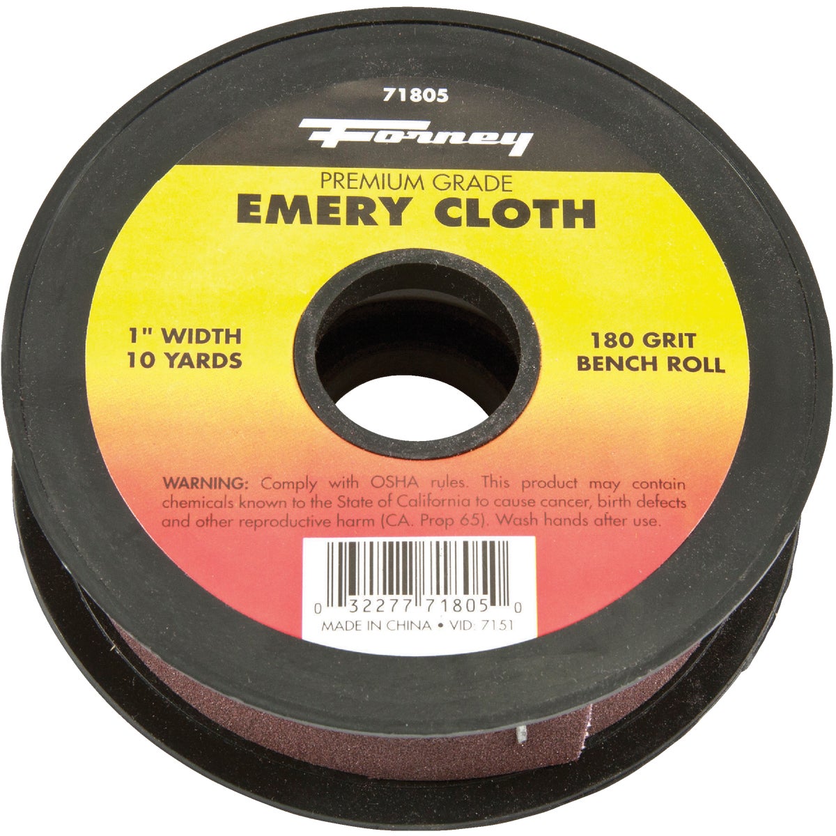 Forney 1 In. W x 10 Yd. L 180 Grit Premium Grade Emery Cloth