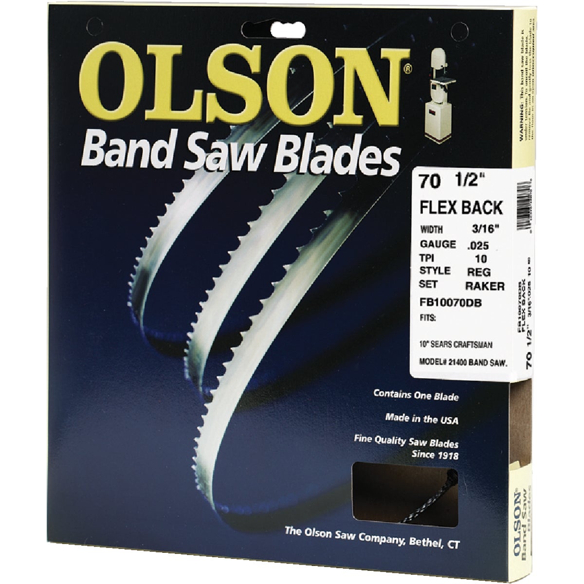 Olson 70-1/2 In. x 3/16 In. 10 TPI Regular Flex Back Band Saw Blade Image 1