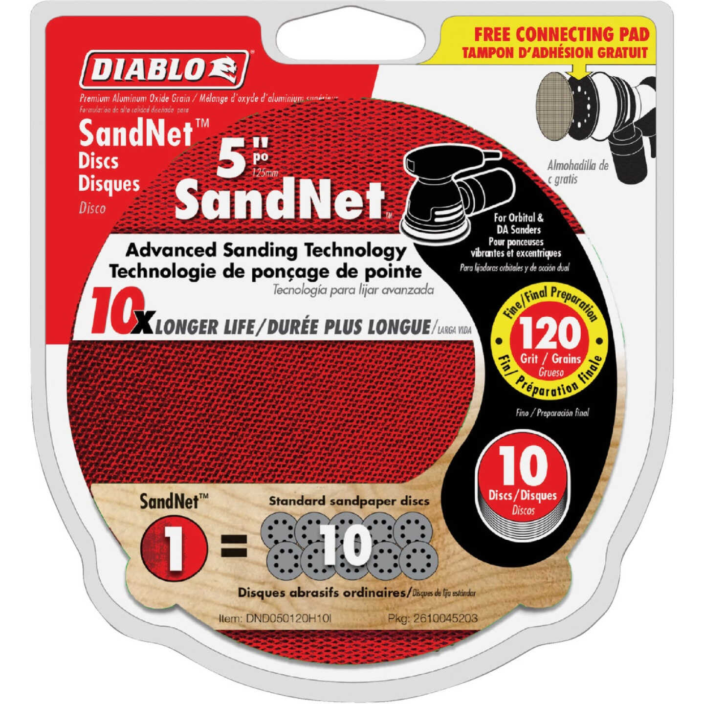 Diablo SandNet 5 In. 120 Grit Sanding Disc with Connection Pad (10-Pack) Image 1