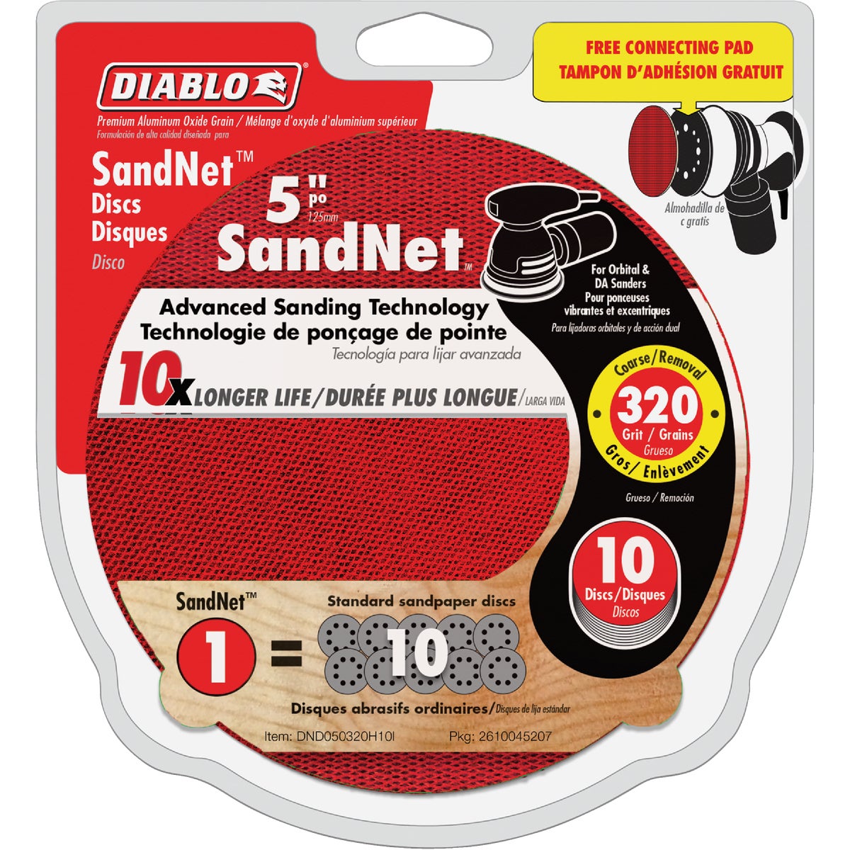 Diablo SandNet 5 In. 320 Grit Sanding Disc with with Connection Pad (10-Pack) Image 1