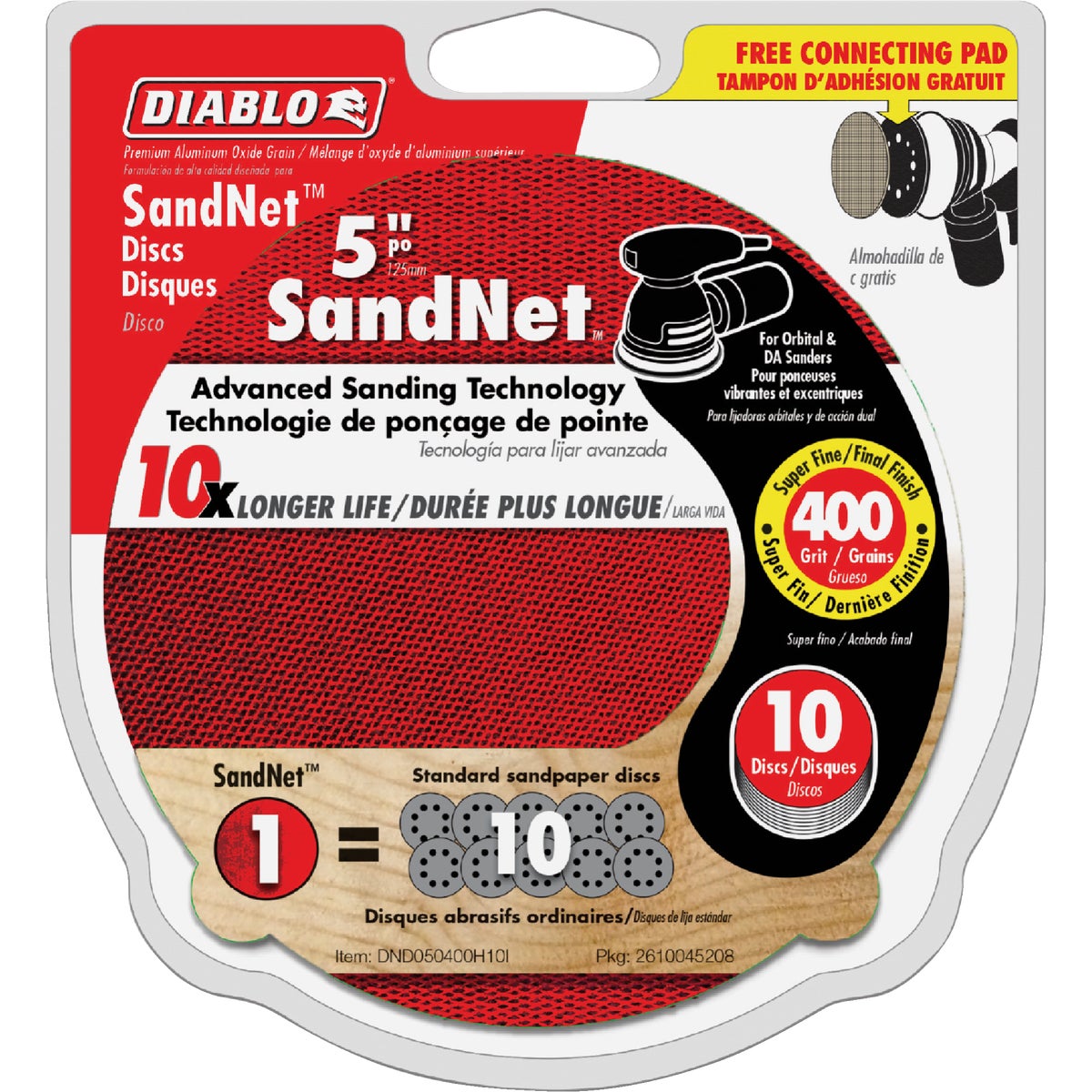 Diablo SandNet 5 In. 400 Grit Sanding Disc with Connection Pad (10-Pack) Image 1