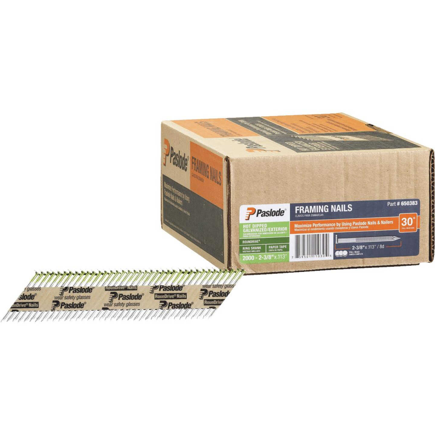 Paslode RounDrive 30 Degree Paper Tape Hot-Dipped Galvanized Offset Round Head Framing Stick Nail, 2 Image 1