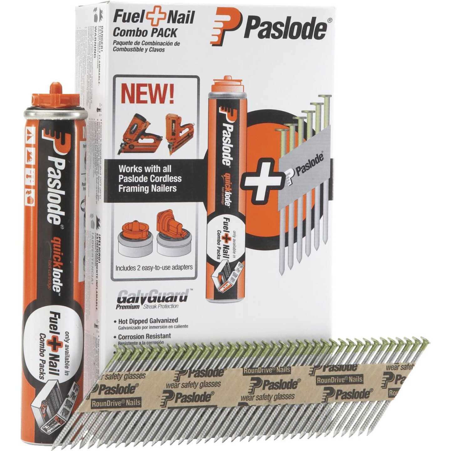 Paslode 30 Degree Hot-Dipped Galvanized Framing Nail & Fuel Combo Pack, 2-3/8 In. x .113 In. (1000-P Image 1