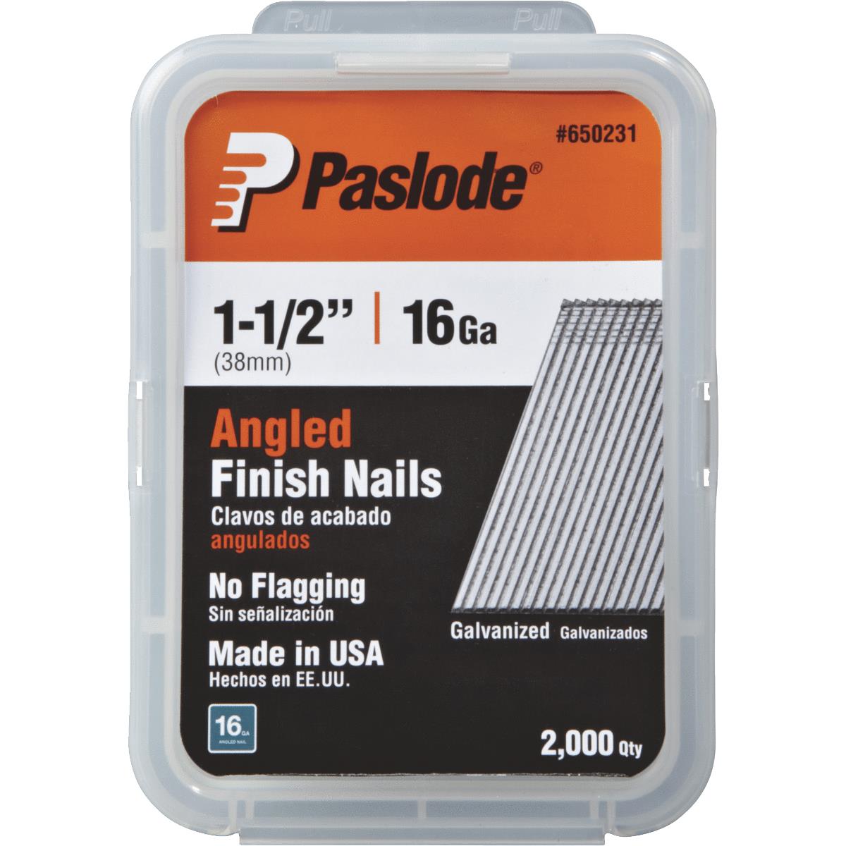 Paslode 16-Gauge Galvanized Angled Finish Nail, 1-1/2 In. (2000-Pack)