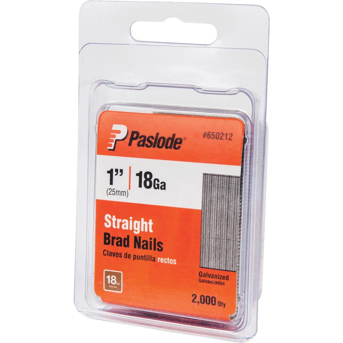 Paslode 18-Gauge Galvanized Brad Nail, 1 In. (2000-Pack)