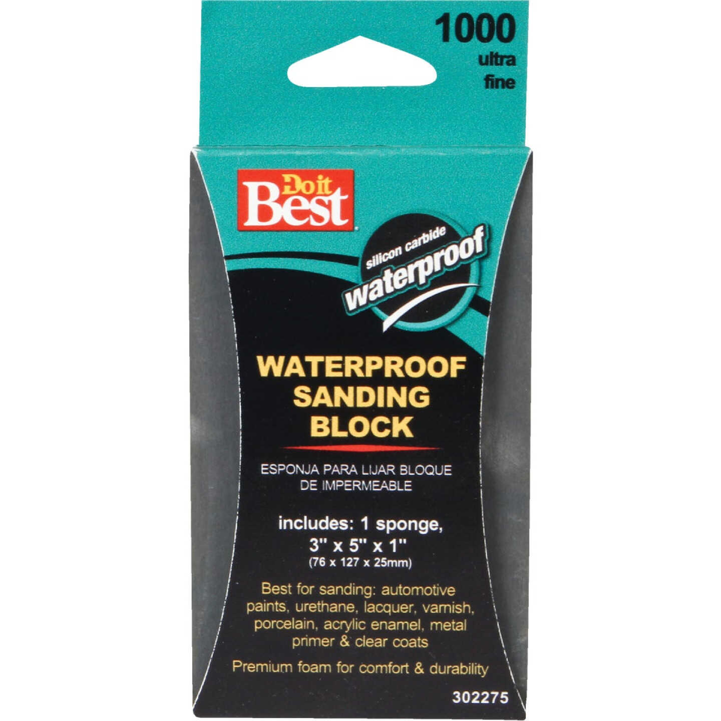 Do it Best Waterproof 3 In. x 5 In. x 1 In. 1000 Grit Ultra Fine Sanding Sponge Image 1