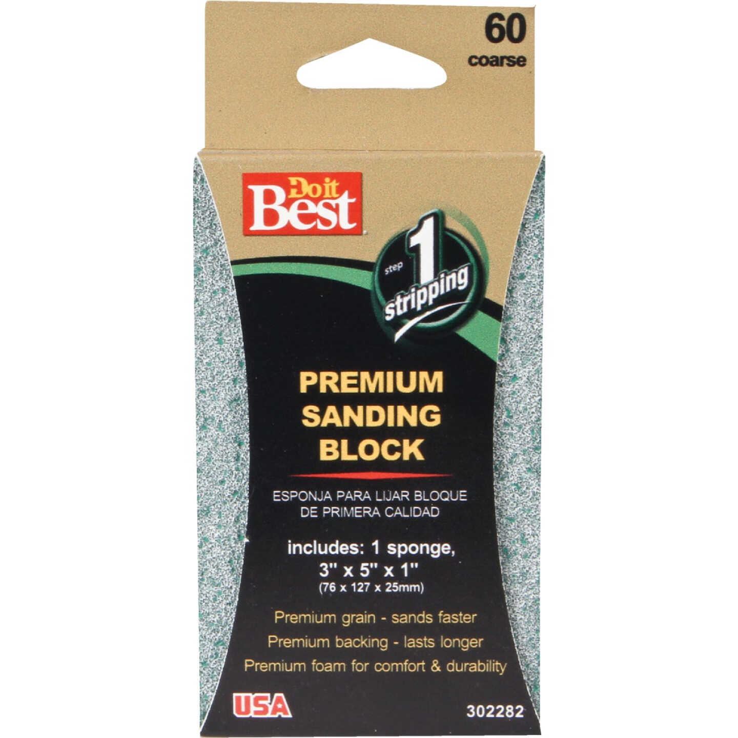 Do it Best Premium 3 In. x 5 In. x 1 In. 60 Grit Coarse Sanding Sponge Image 1