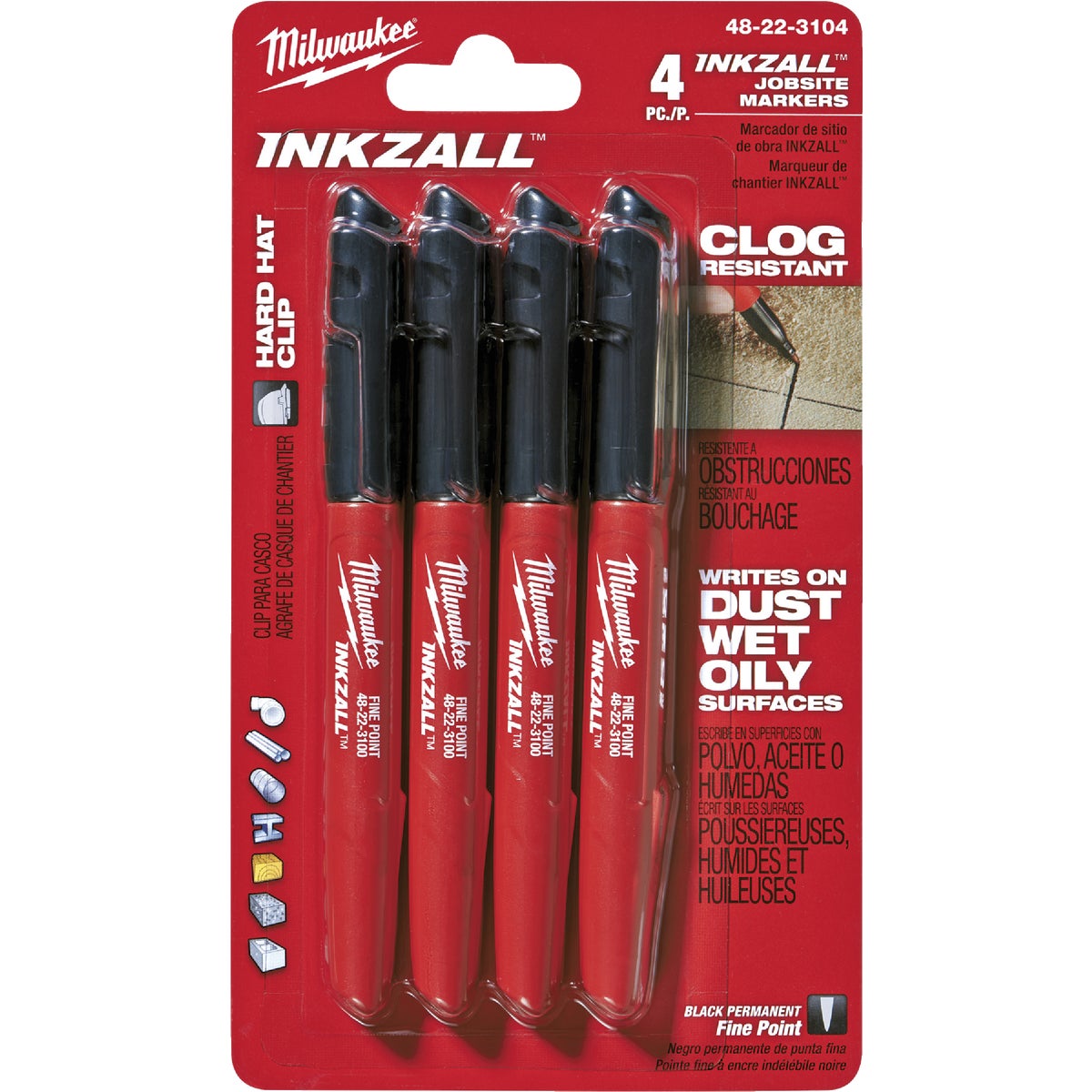 Milwaukee INKZALL Fine Point Black Job Site Marker (4-Pack) Image 1