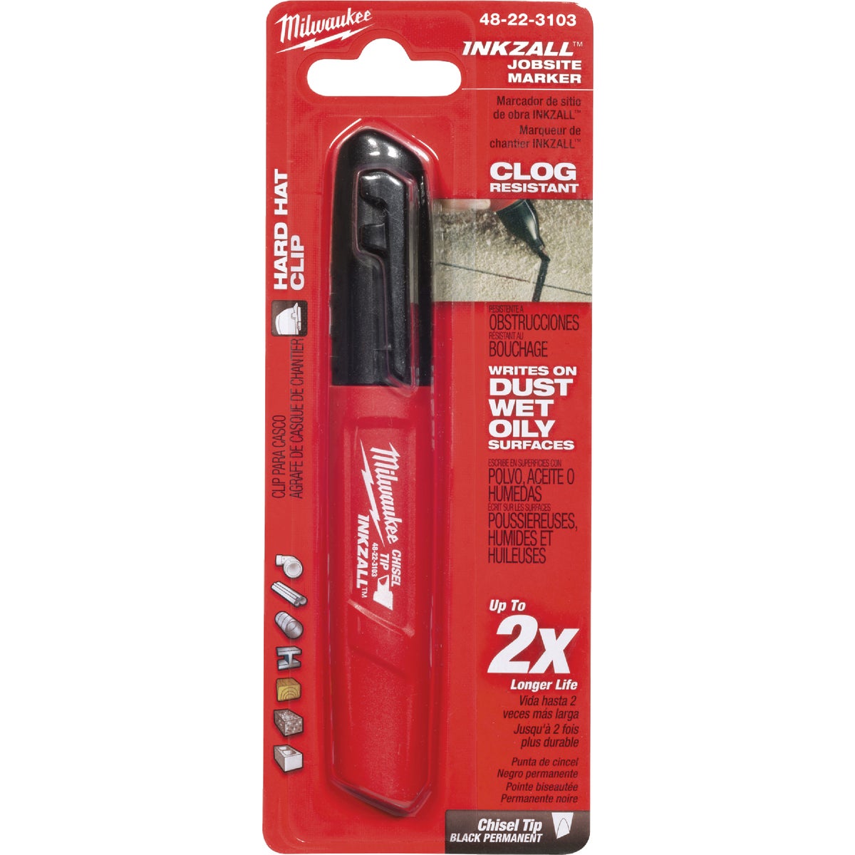 Milwaukee INKZALL Medium Chisel Tip Black Job Site Marker, 5-1/2 In. L Image 1