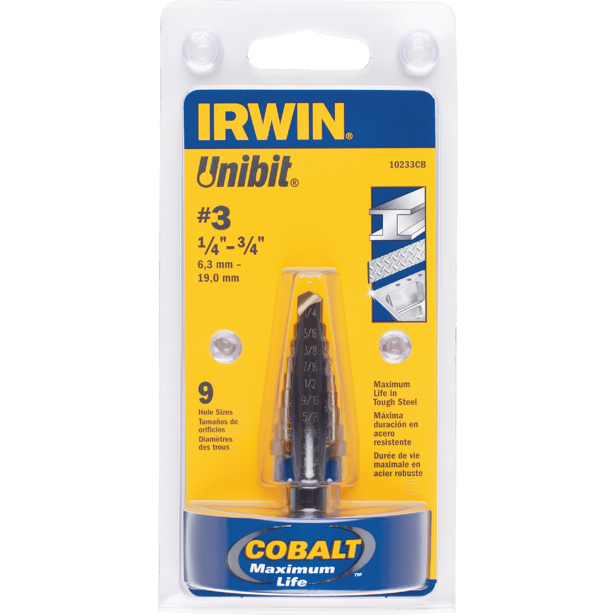 Irwin Unibit 1/4 In. - 3/4 In. #3 Step Drill Bit, 9 Steps Image 2