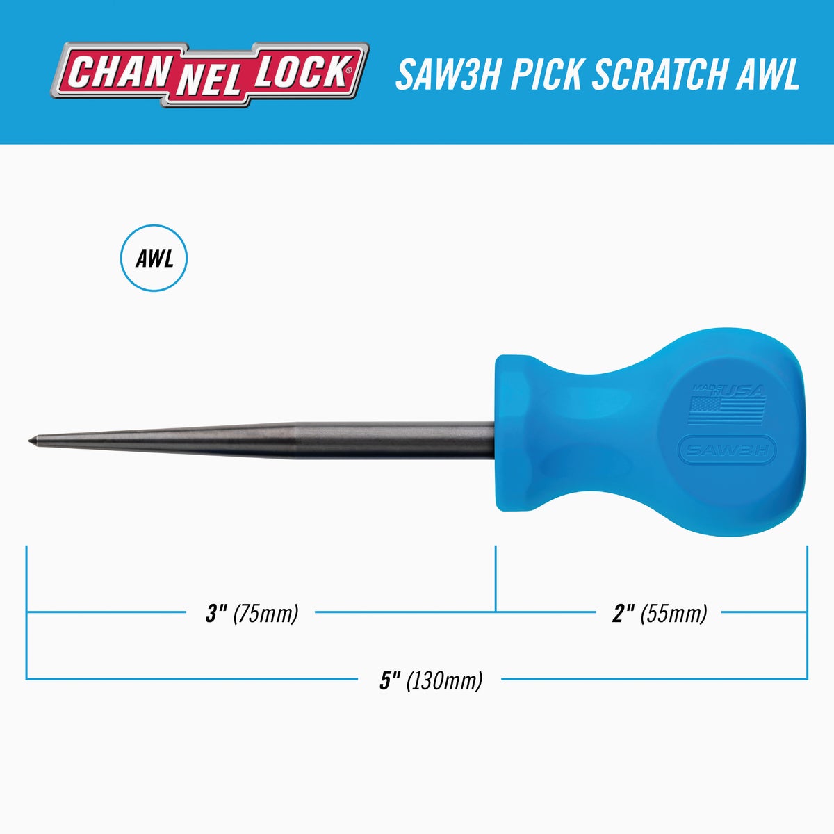 Channellock Stubby  3 In. Professional Pick Scratch Awl Image 2