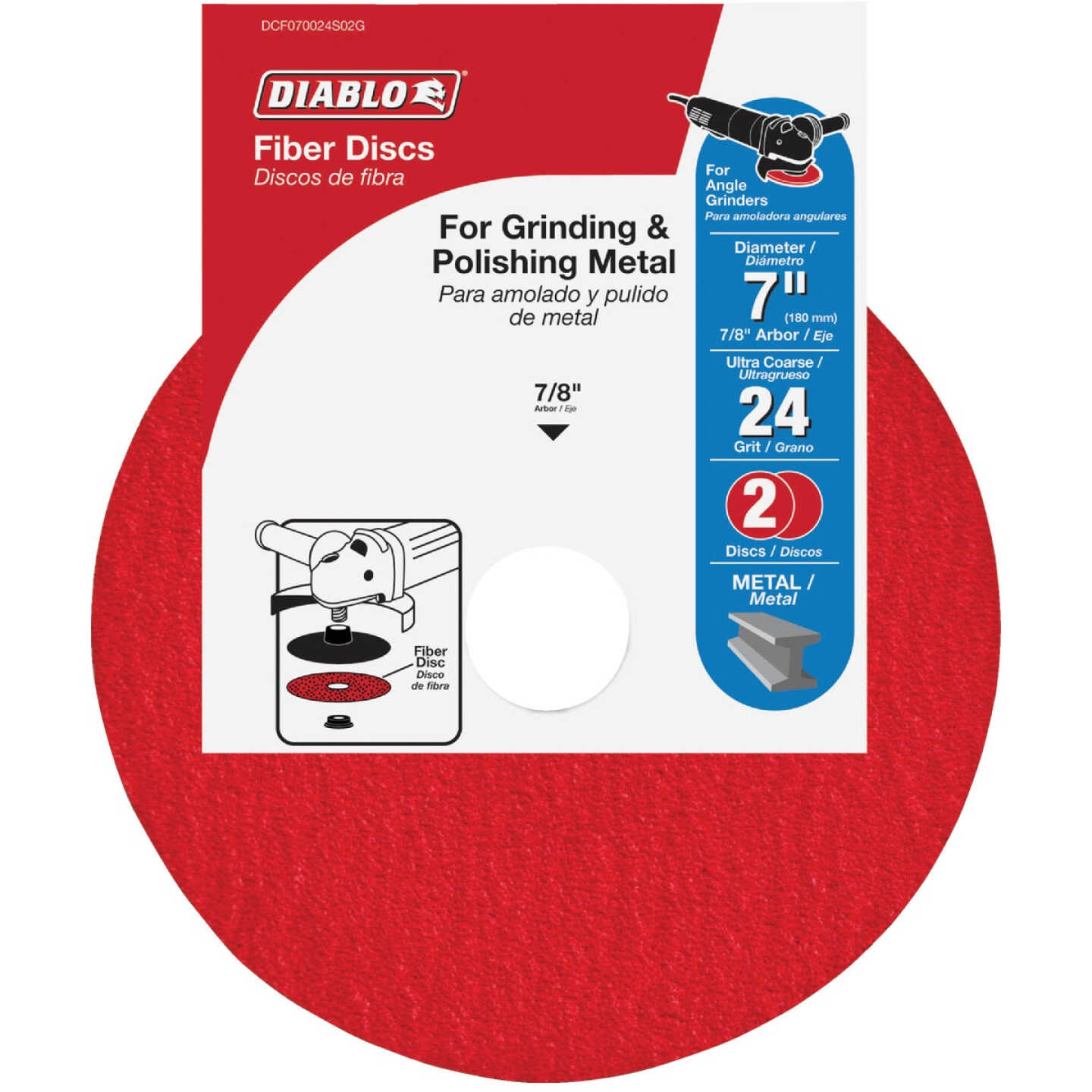 Diablo 7 In. 24-Grit Fiber Disc (2-Pack) Image 1