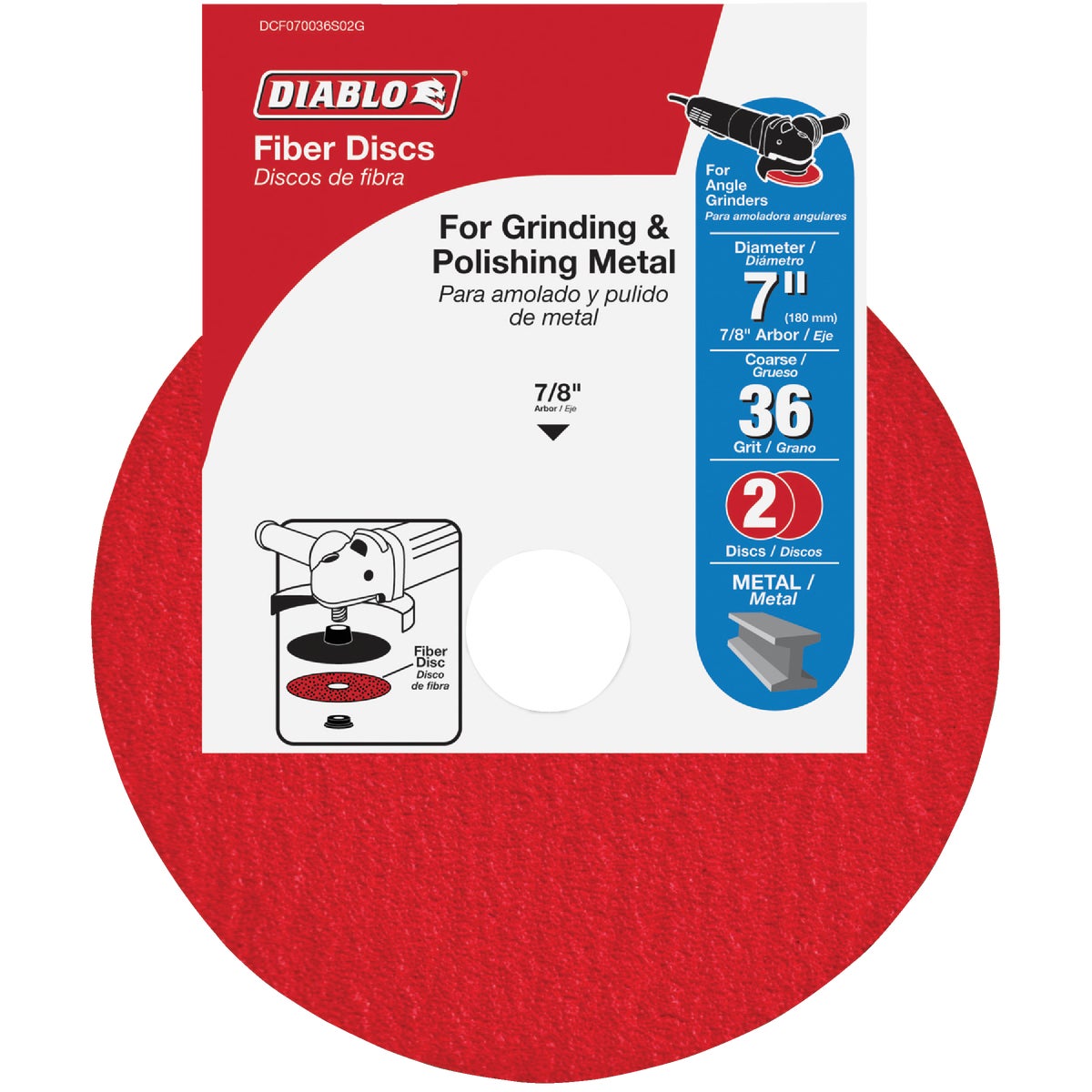 Diablo 7 In. 36-Grit Fiber Disc (2-Pack)