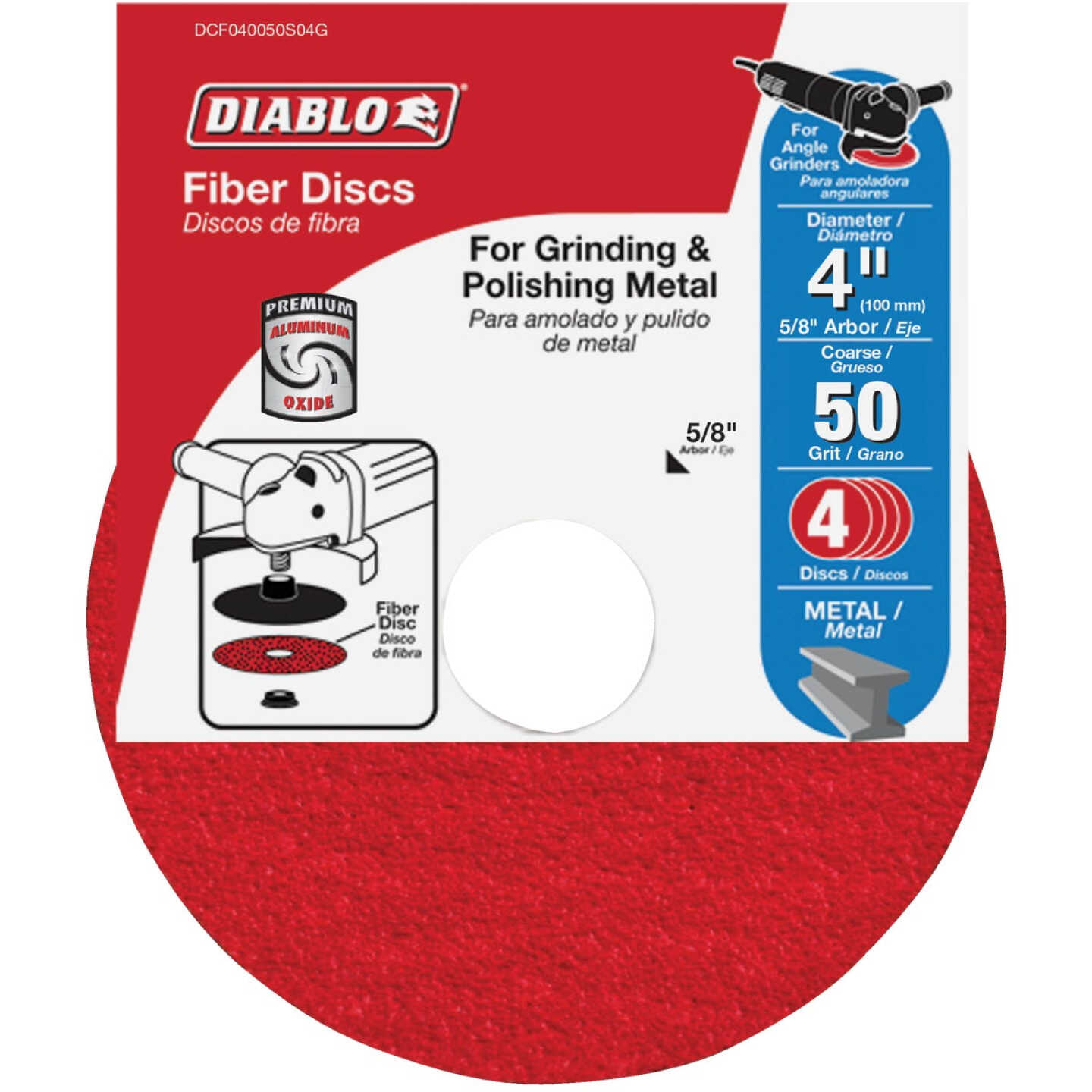 Diablo 4 In. 50-Grit Fiber Disc (4-Pack) Image 1