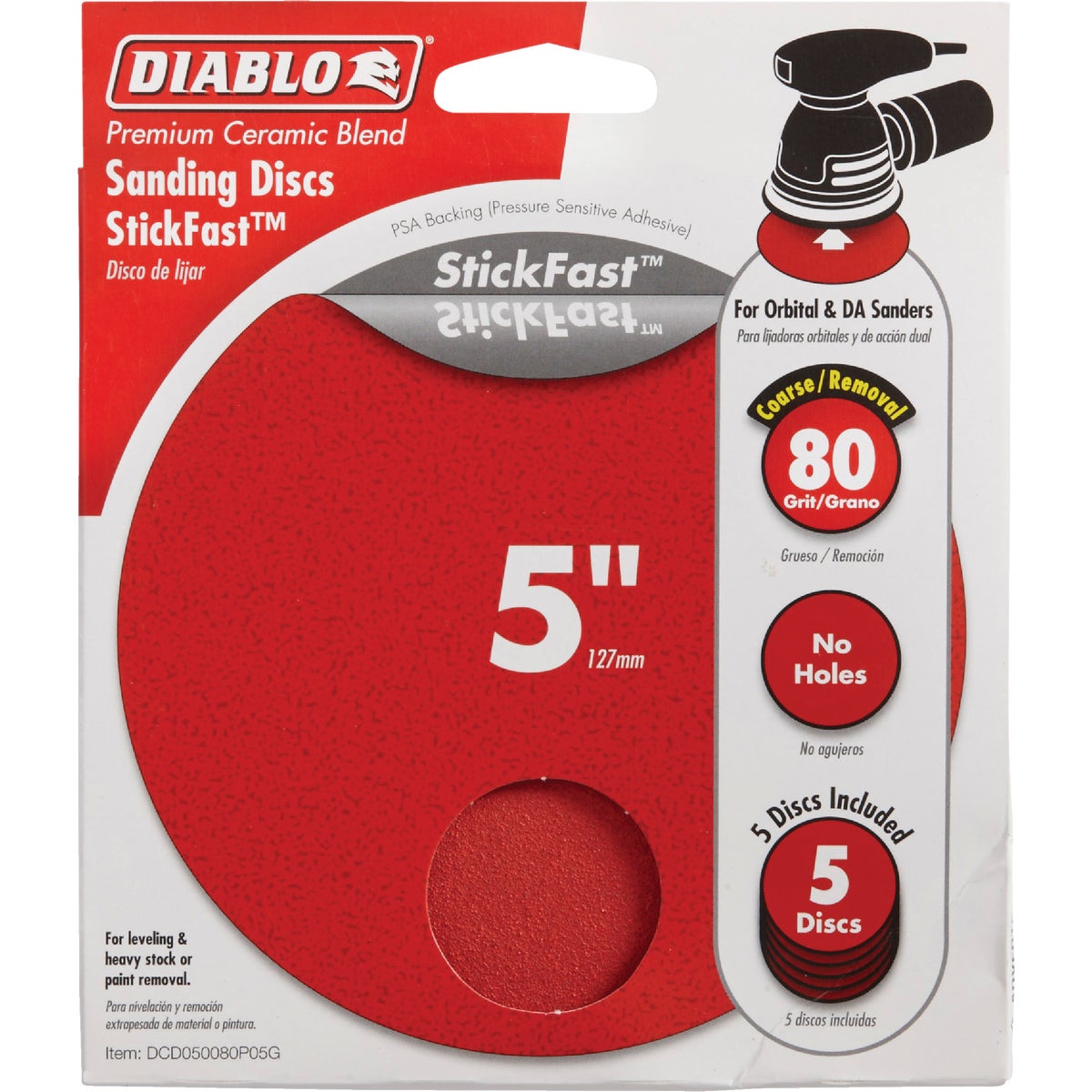 Diablo StickFast 5 In. 80 Grit Sanding Disc (5-Pack) Image 1