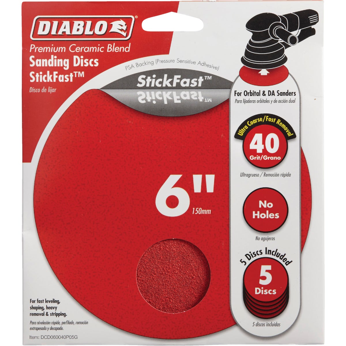 Diablo StickFast 6 In. 40 Grit Sanding Disc (5-Pack) Image 1
