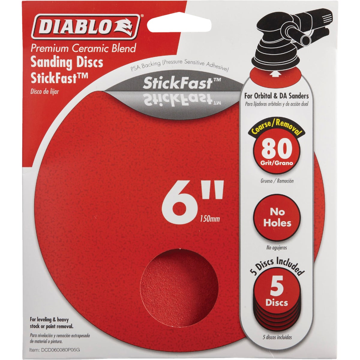 Diablo StickFast 6 In. 80 Grit Sanding Disc (5-Pack) Image 1