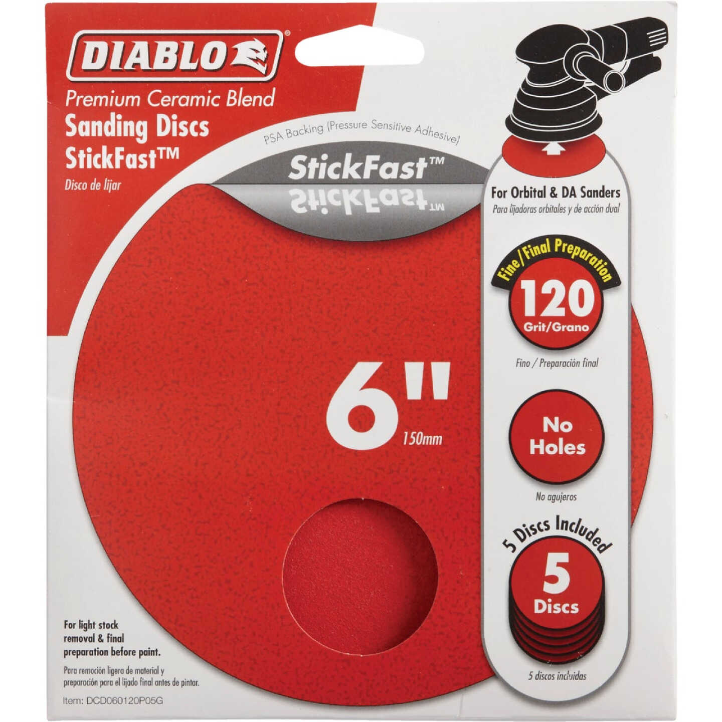 Diablo StickFast 6 In. 120 Grit Sanding Disc (5-Pack) Image 1