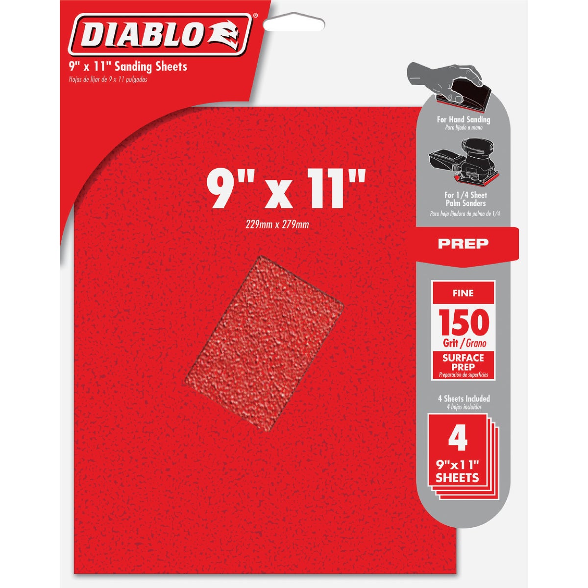 Diablo 9 In. x 11 In. 150 Grit Very Fine Sandpaper (4-Pack) Image 1