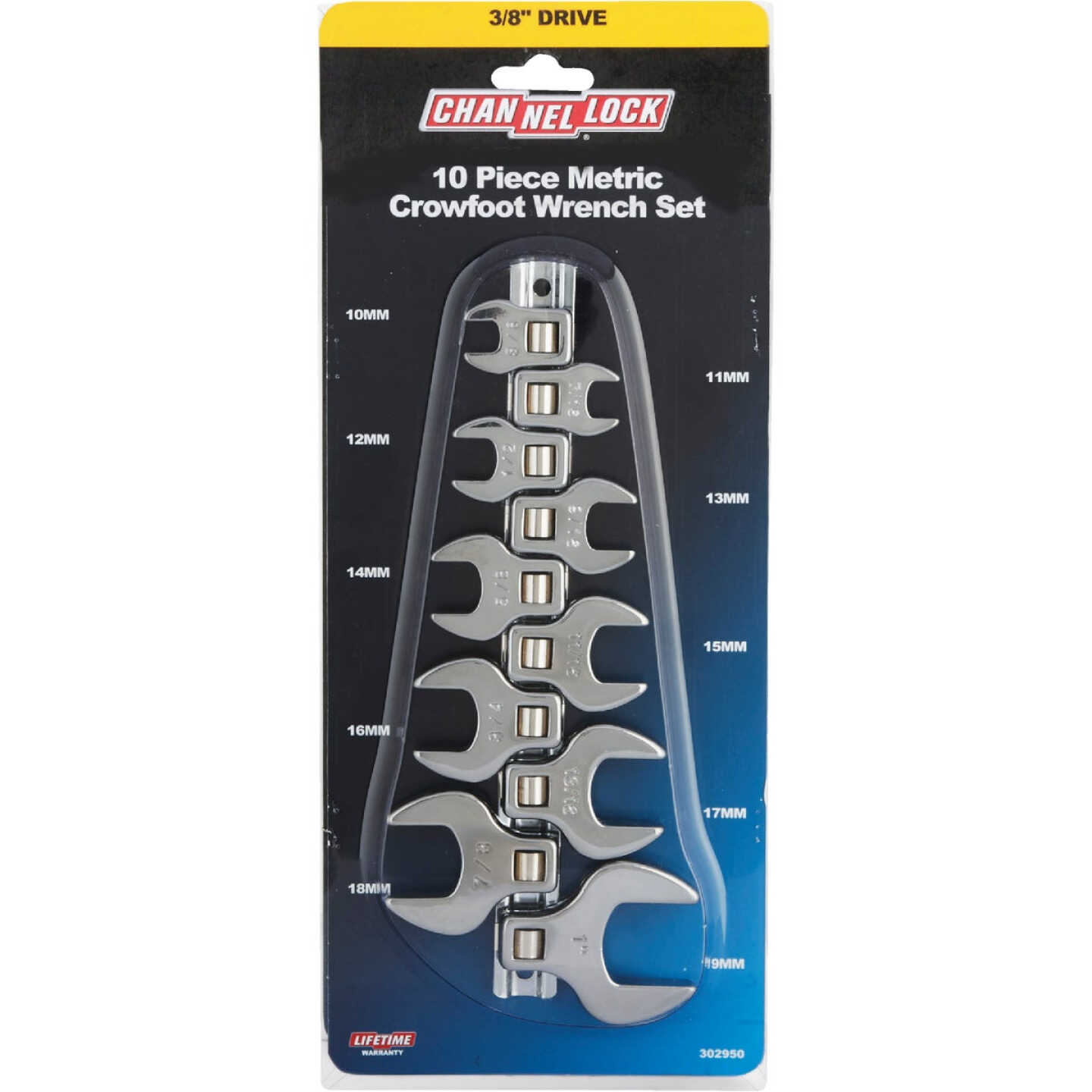 Channellock Metric 3/8 In. Drive Crowfoot Wrench Set (10-Piece) Image 1
