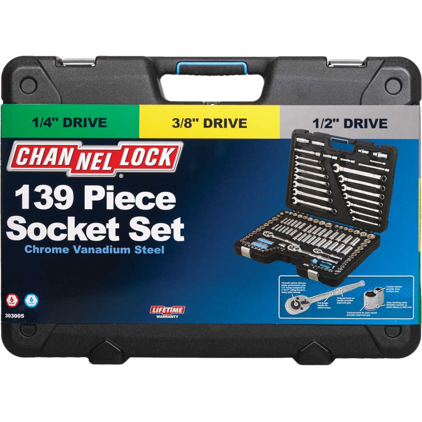 Channellock SAE & Metric 6-Point Combination Ratchet & Socket Set (139-Piece) Image 7