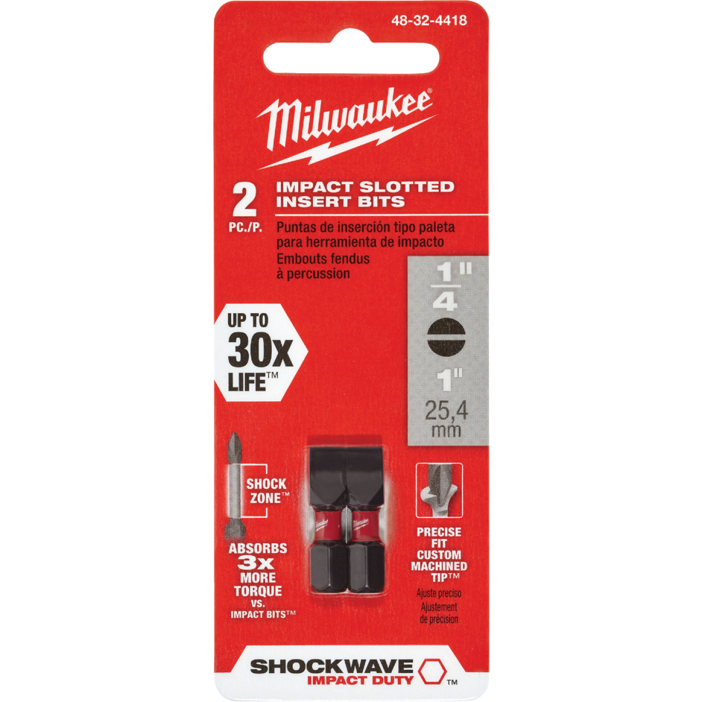Milwaukee SHOCKWAVE #10 Slotted 1 In. Insert Impact Screwdriver Bit (2-Pack) Image 2