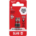 Milwaukee SHOCKWAVE #8 Slotted 1 In. Insert Impact Screwdriver Bit (2-Pack) Image 1