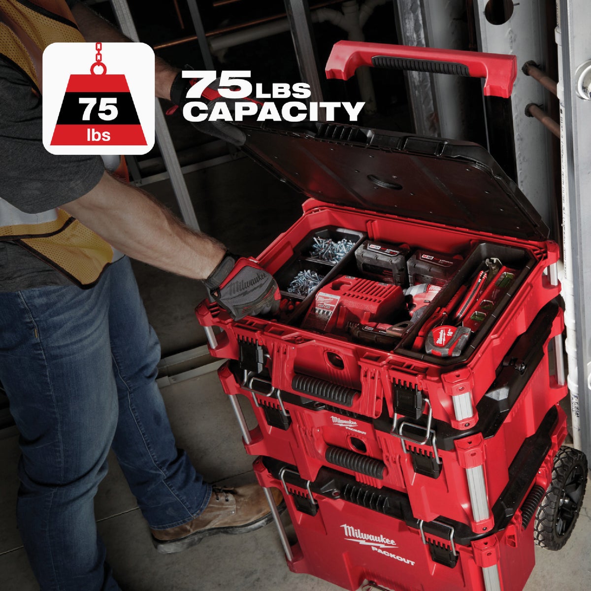 Milwaukee PACKOUT 16 In. x 6-1/2 In. Small Toolbox, 75 Lb. Capacity Image 6