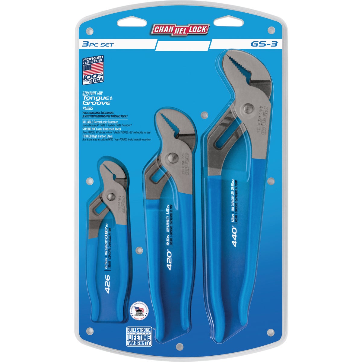 Channellock 6-1/2 In., 9-1/2 In. and 12 In. Tongue and Groove Plier Set (3-Piece) Image 2