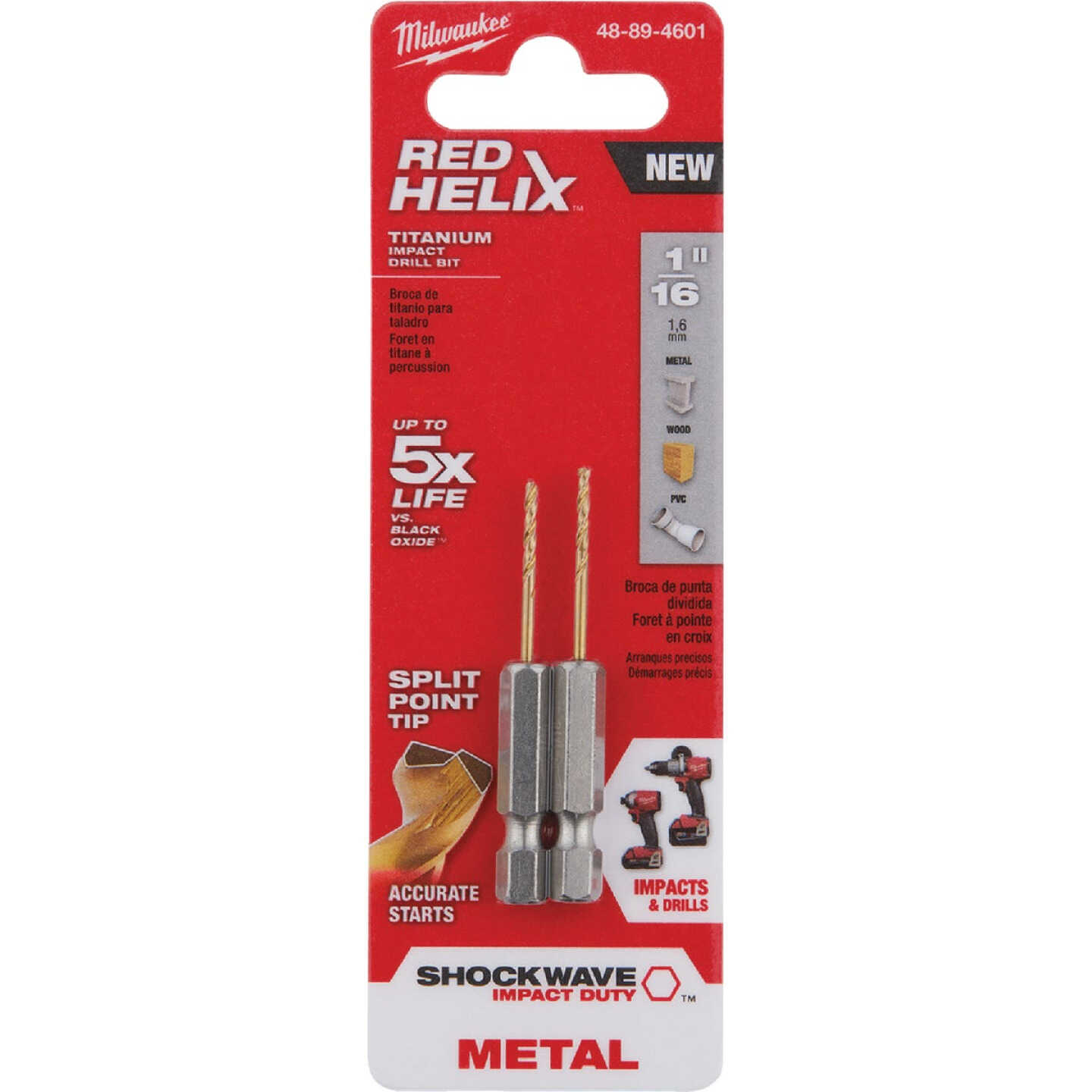Milwaukee SHOCKWAVE Impact Duty 1/16 In. Titanium Hex Shank Drill Bit Image 3