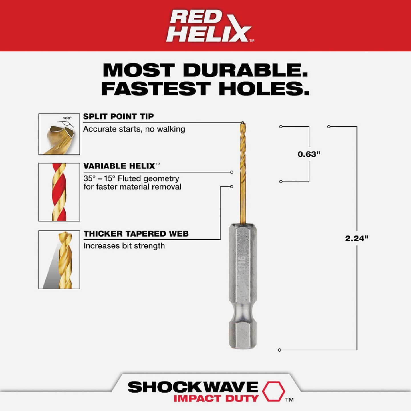 Milwaukee SHOCKWAVE Impact Duty 1/16 In. Titanium Hex Shank Drill Bit Image 2